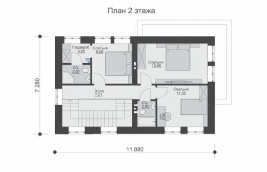 Двухэтажный дом c верандой и четыремя спальнями